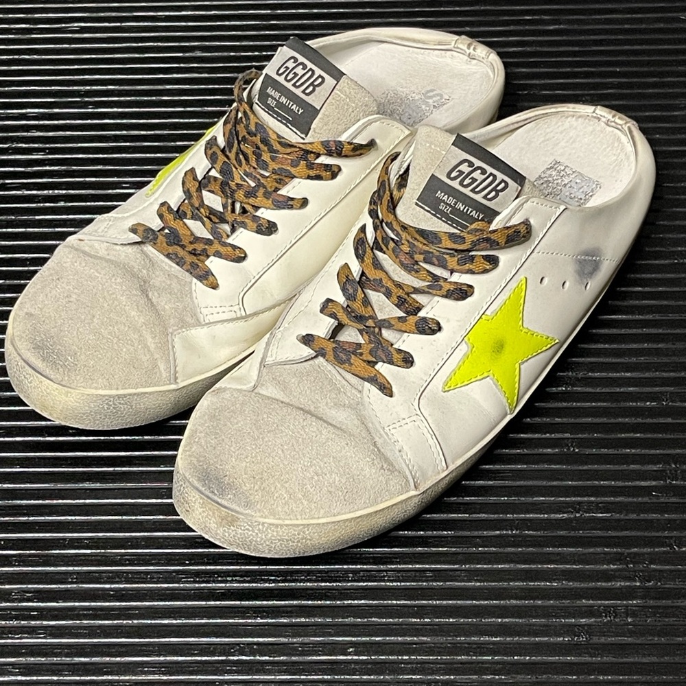 Golden Goose White and Yellow Athletic Shoes
